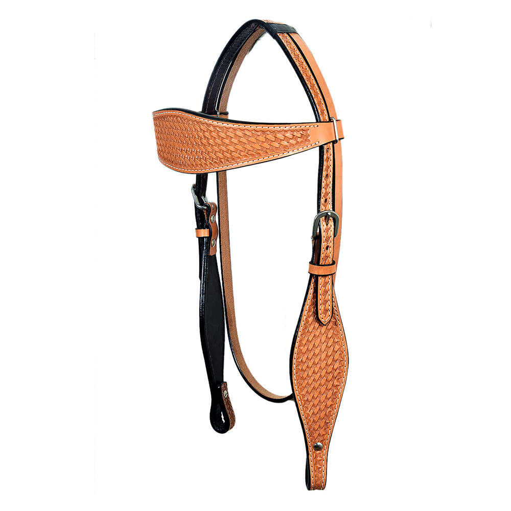HILASON Western Horse Headstall Breast Collar Set Tack Genuine American Leather Basket Weave Tan