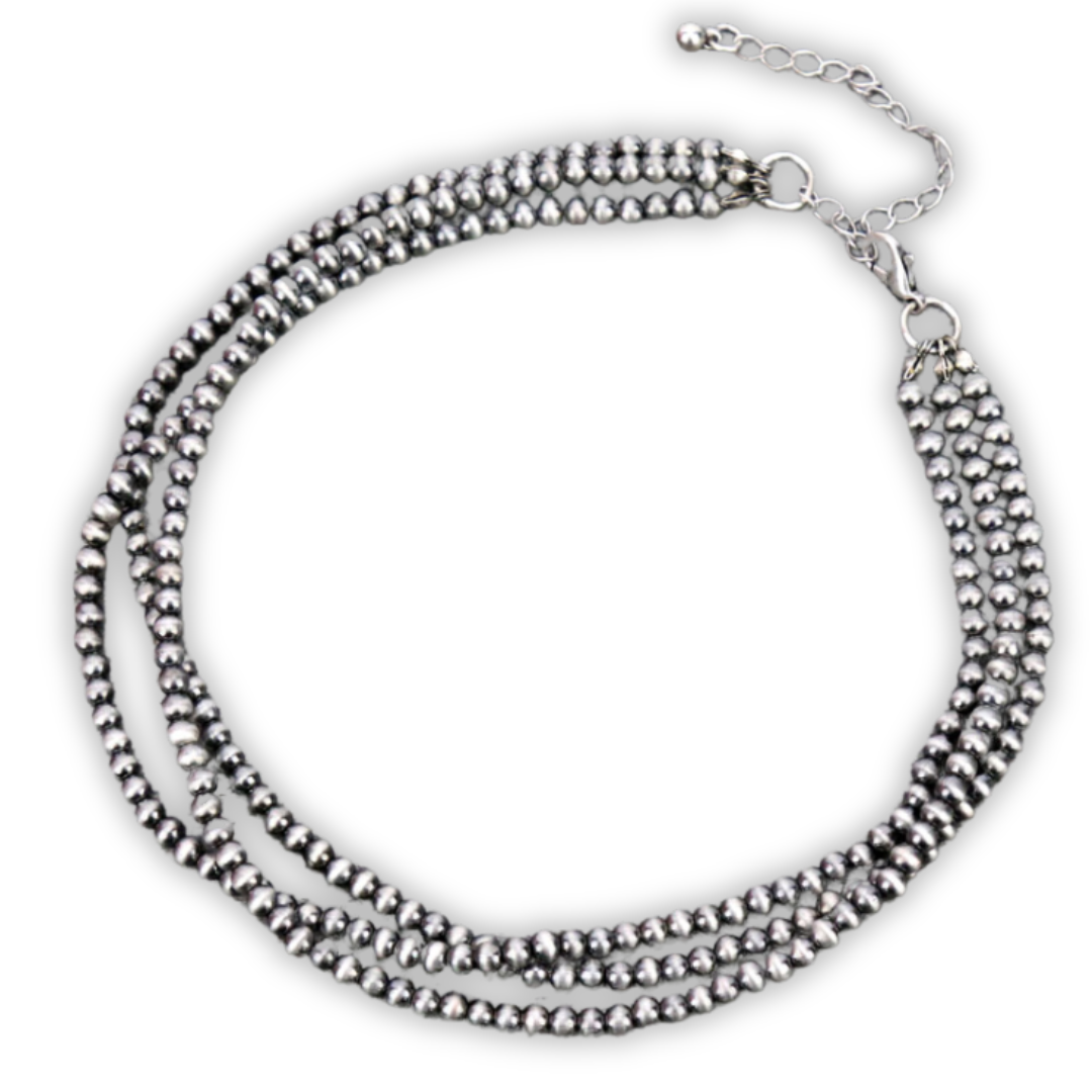 Wesley Navajo Style Pearl Layered Fashion Choker Necklace - Natural