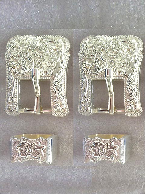 HILASON Western Screw Back Concho Buckle Horse Saddle Bridle Silver Floral 3/4 In | Belt Slotted Conchos