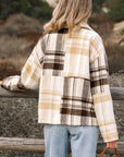 Plaid Patchwork Side Pocket Button-Up Shacket