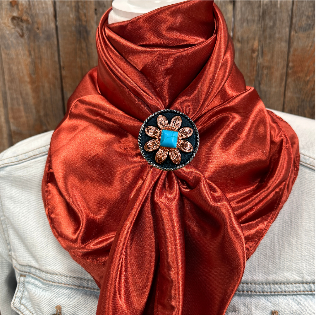 35X35&quot; Solid Rust Wild Rag / Scarf WRS16 - Western Concho Wild Rag Slides - Assorted