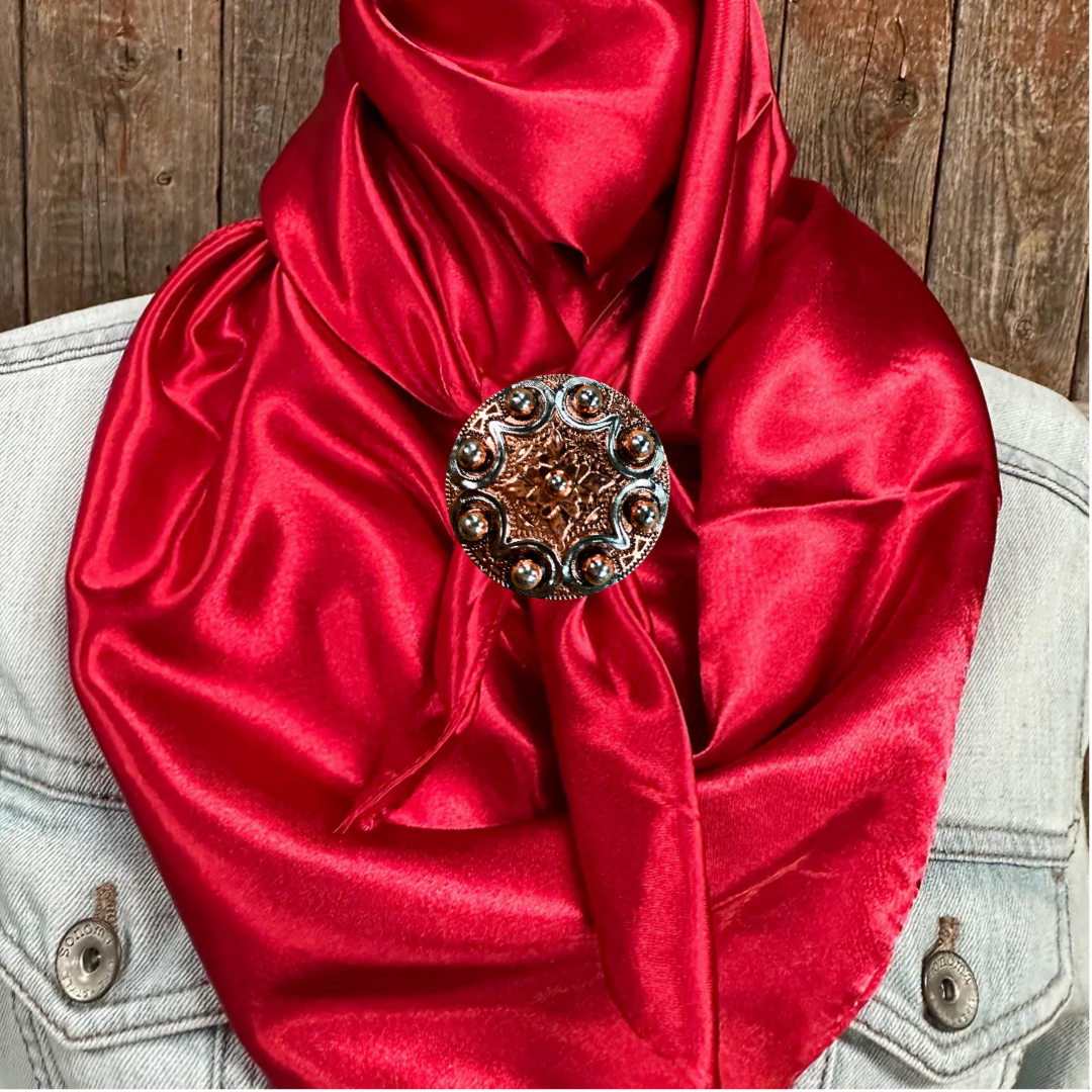 35X35&quot; Solid Electric Red Wild Rag / Scarf WRS10 - Western Concho Wild Rag Slides - Assorted