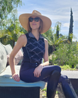 Sleeveless Navy and Silver Riding Shirt