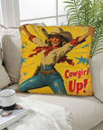 Vintage Cowgirl Up Throw Pillow Case 18 x 18 Made in America