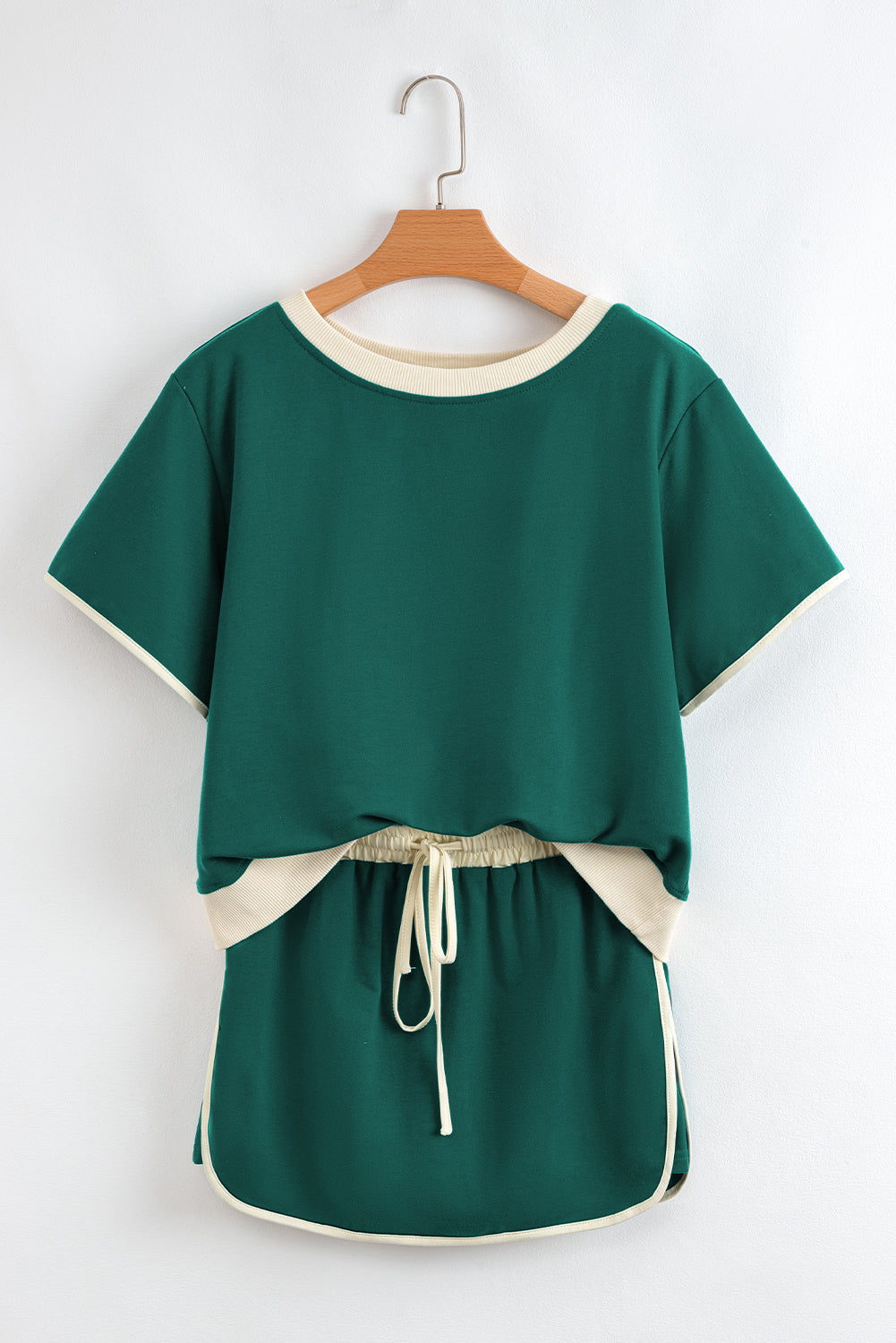 Colorblock Edge Drop Shoulder T Shirt and Skort Set