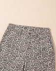 Leopard Frayed Edge Wide Leg Jeans