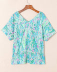 Floral Short Sleeve V-Neck Tee
