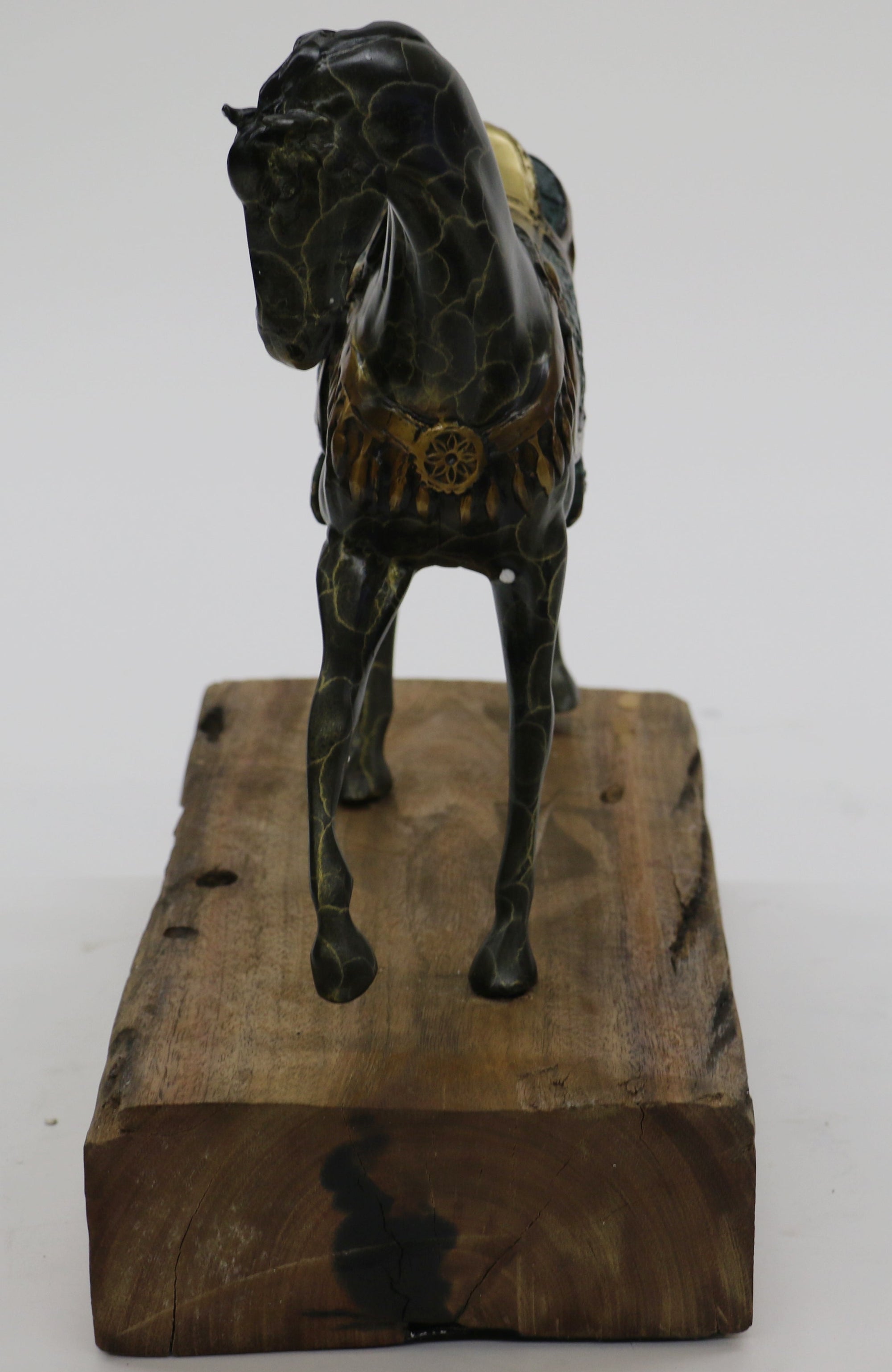 Large Original Loving Horse with his Saddle Western Art Cowboy Bronze Sculpture
