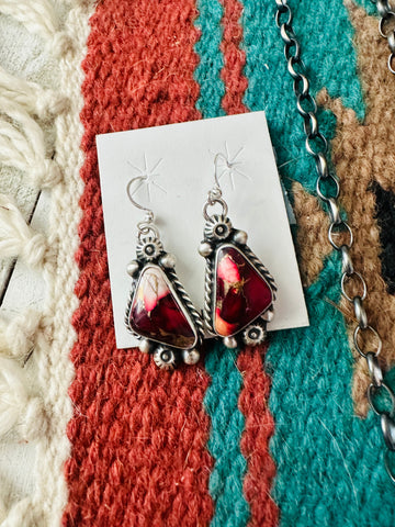 Navajo Rose Dahlia & Sterling Silver Necklace and Earring Set