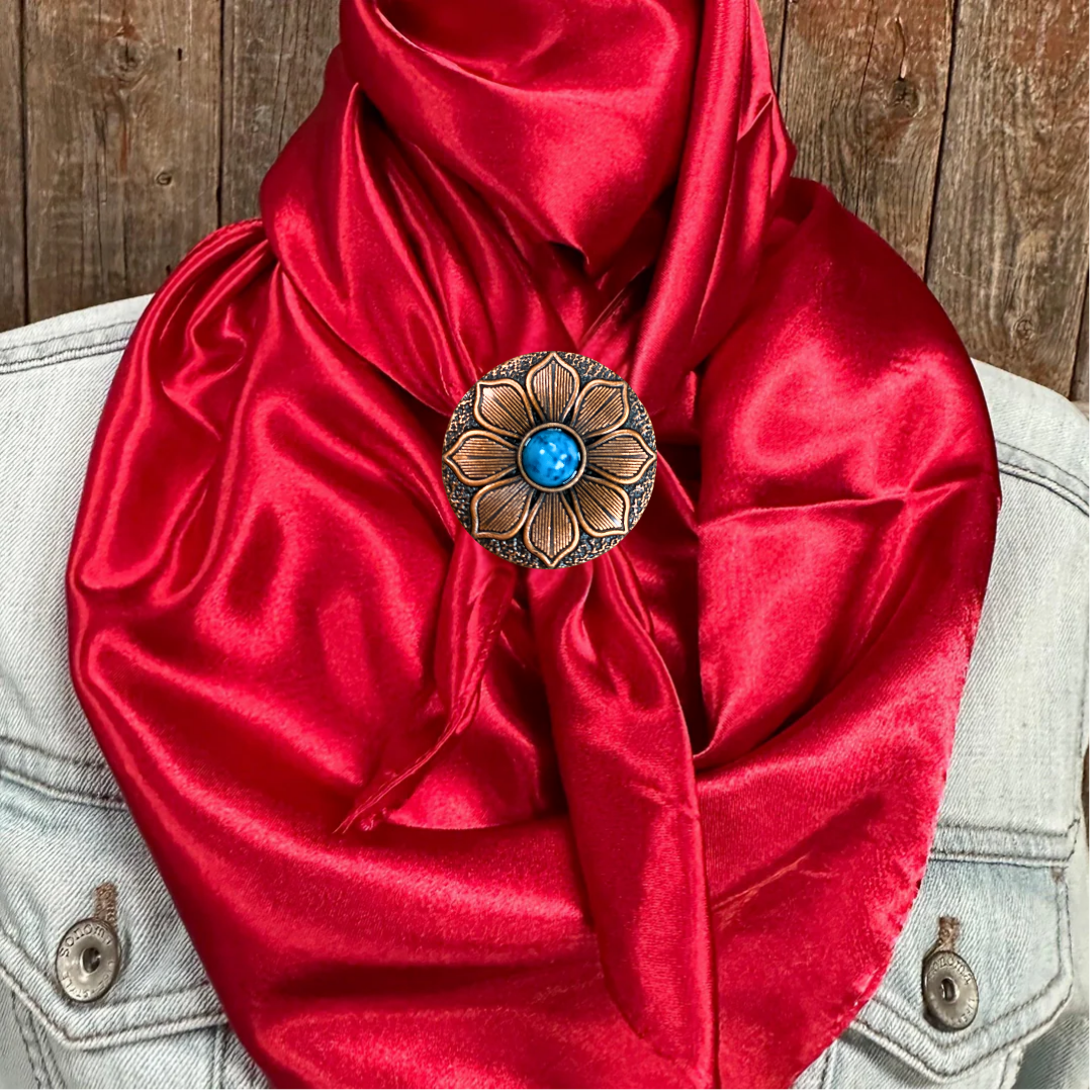 35X35&quot; Solid Electric Red Wild Rag / Scarf WRS10 - Western Concho Wild Rag Slides - Assorted