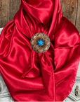 35X35" Solid Electric Red Wild Rag / Scarf WRS10 - Western Concho Wild Rag Slides - Assorted