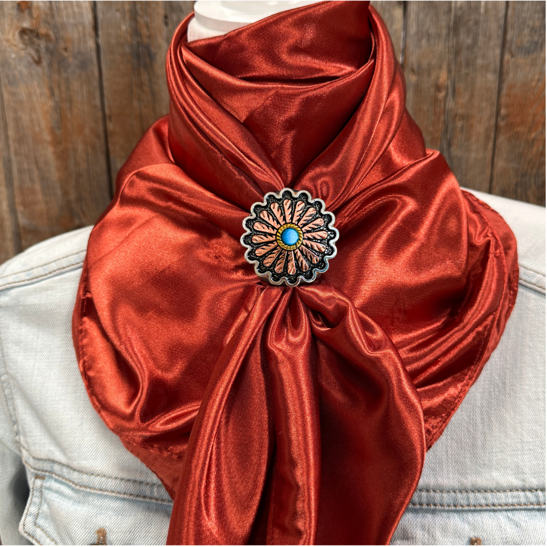35X35&quot; Solid Rust Wild Rag / Scarf WRS16 - Western Concho Wild Rag Slides - Assorted