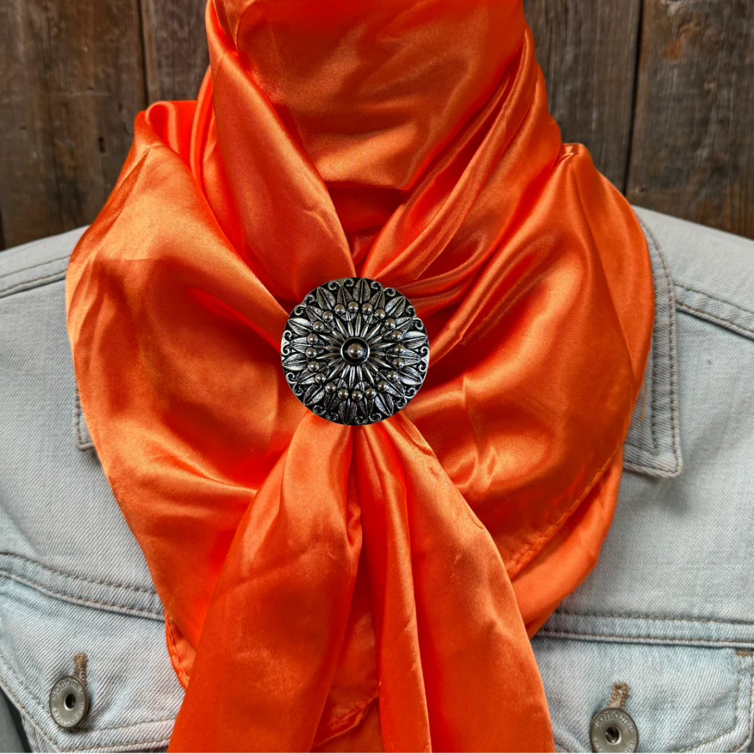 35X35&quot; Solid Orange Wild Rag / Scarf WRS20 - Western Concho Wild Rag Slides - Assorted