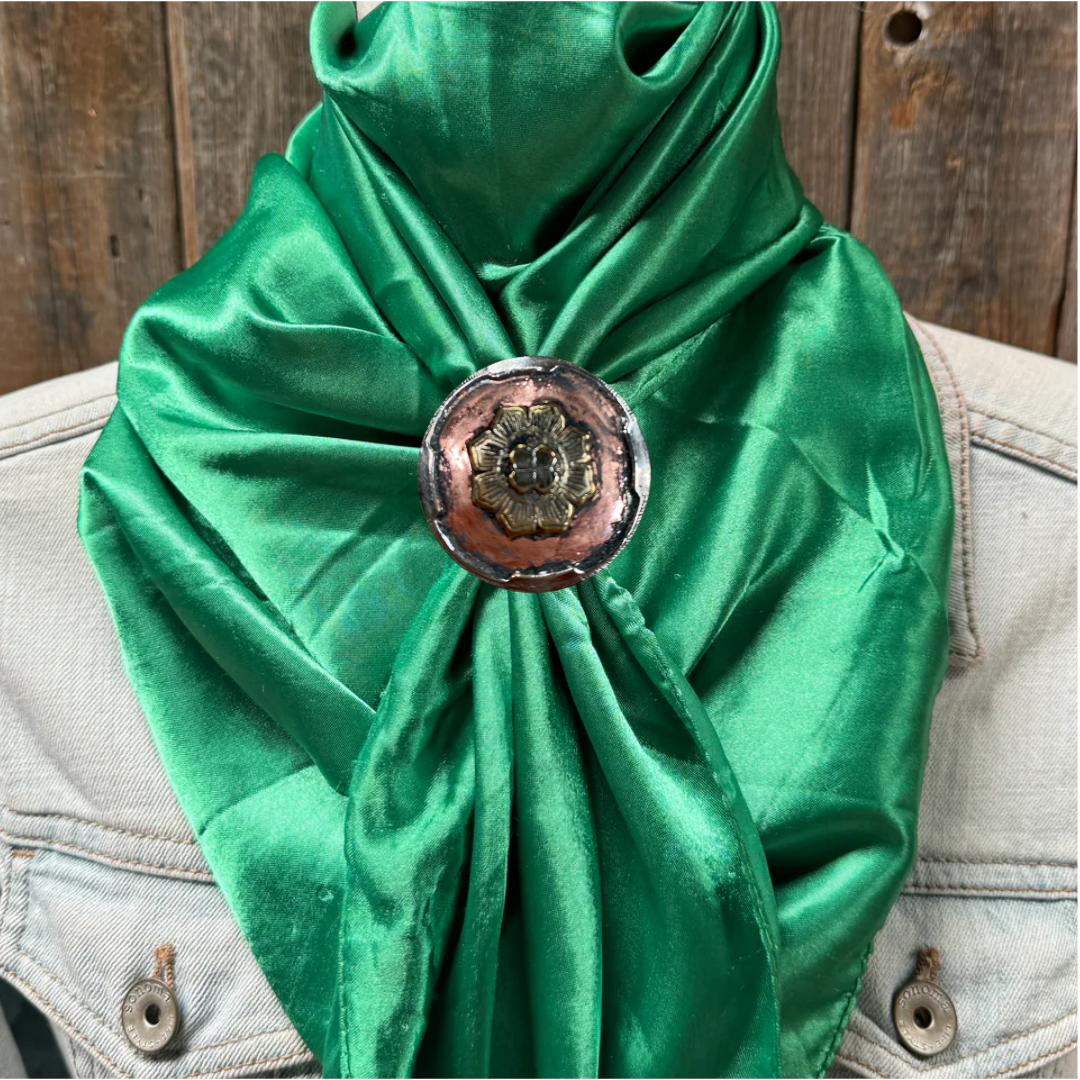 35X35&quot; Solid Green Wild Rag / Scarf WRS18 - Western Concho Wild Rag Slides - Assorted