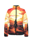 Sunset Cowboy Desert Women's Puffy Bomber Jacket