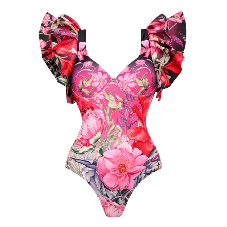 Bohemian Resort Swimsuit and Skirt Set