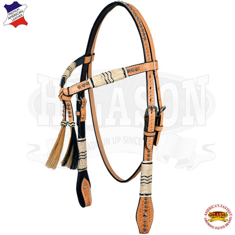 Premium Western Horse Headstall - Braided Oil Leather Bridle