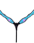 Western Horse Breast Collar Tack American Leather Black Turquoise Hilason