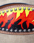 HILASON Western Horse Leather Headstall & Breast Collar Tack Set Flame