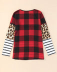 Colorblock Plaid Long Sleeve Top