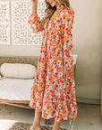 Barbara Floral Collared Long Sleeve Ruffled Dress