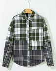 Plaid Textured Knit Button-Up Shacket