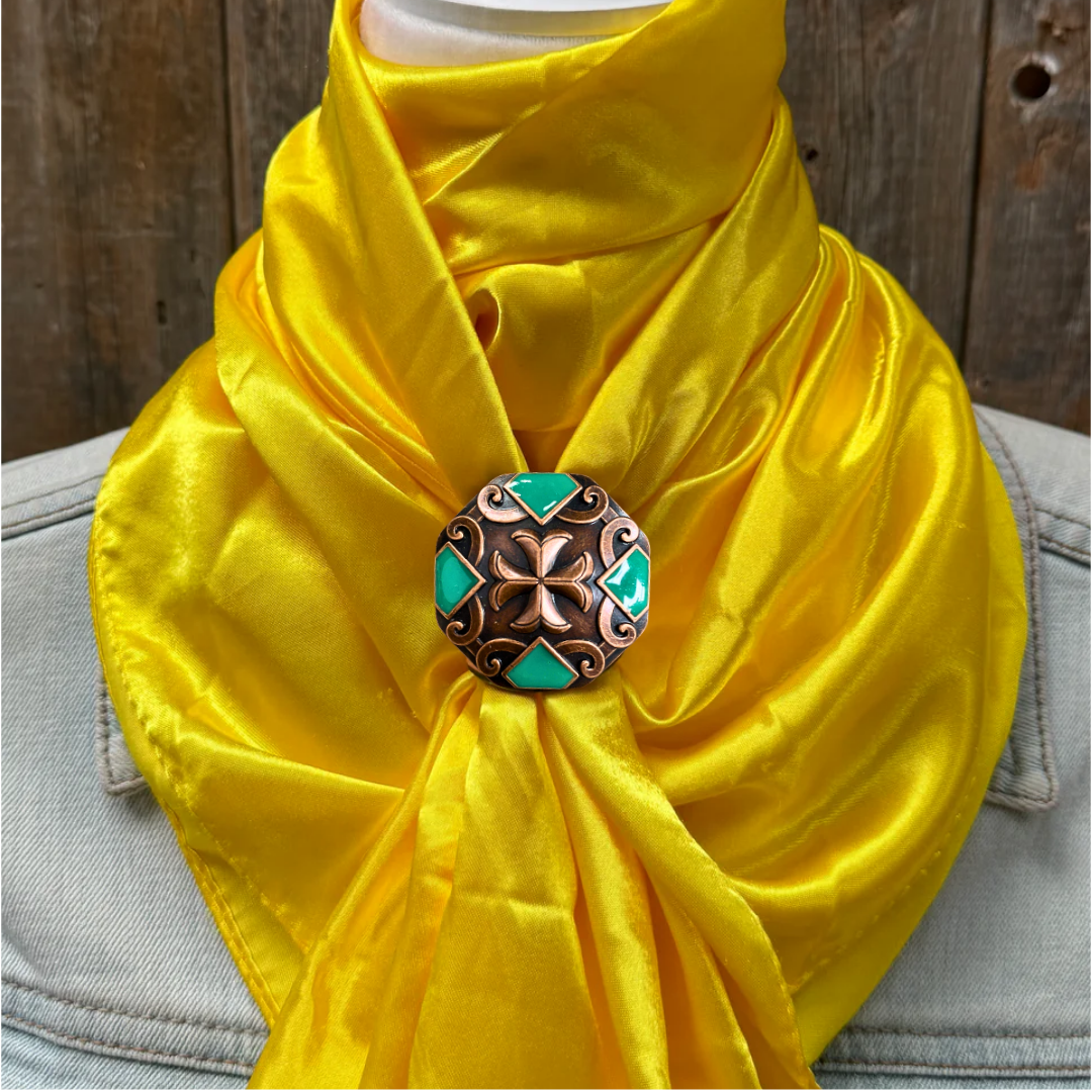 35X35&quot; Solid Yellow Wild Rag / Scarf WRS23 - Western Concho Wild Rag Slides - Assorted