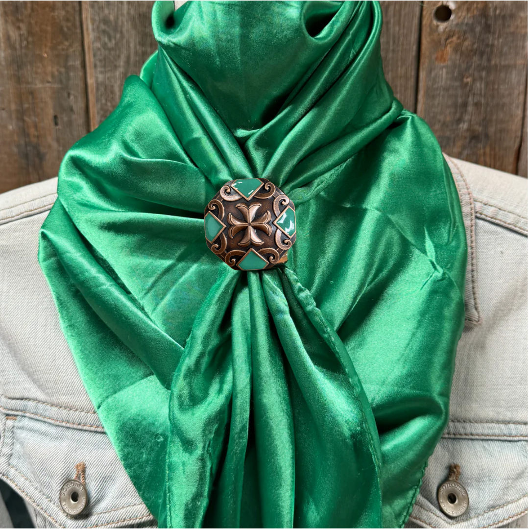 35X35&quot; Solid Green Wild Rag / Scarf WRS18 - Western Concho Wild Rag Slides - Assorted