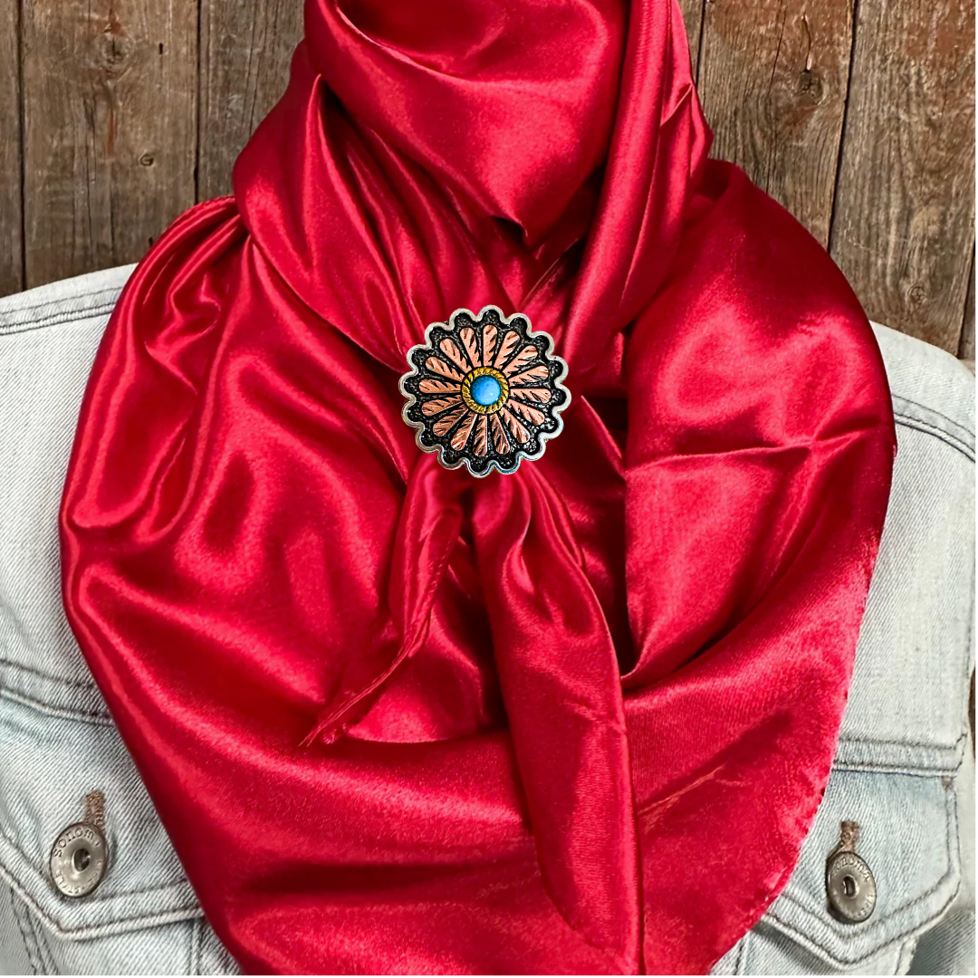 35X35&quot; Solid Electric Red Wild Rag / Scarf WRS10 - Western Concho Wild Rag Slides - Assorted