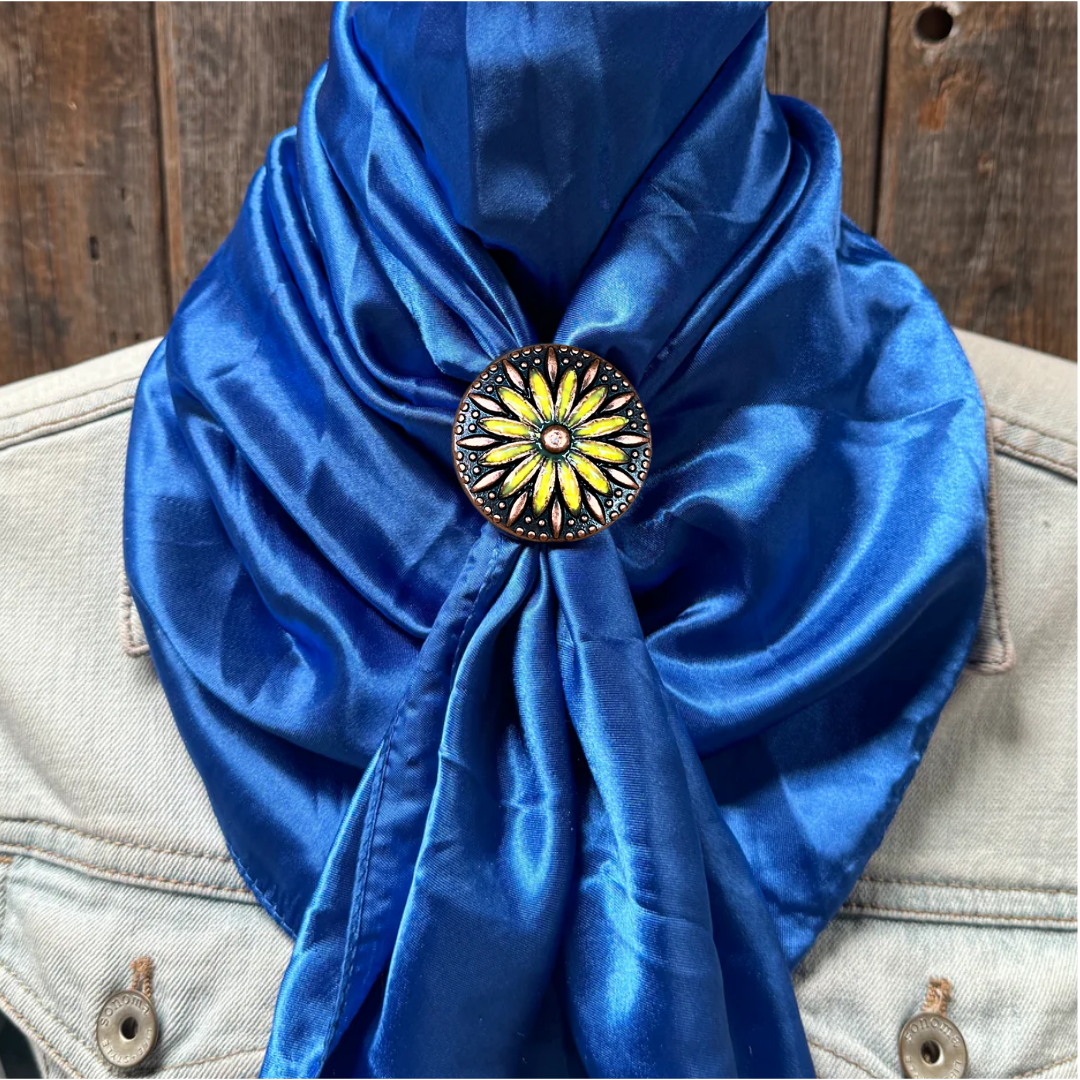 35X35&quot; Solid Electric Blue Wild Rag / Scarf WRS17 - Western Concho Wild Rag Slides - Assorted