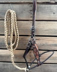 Brown Flower Power Tooled Lariat & Leather Combo Halter