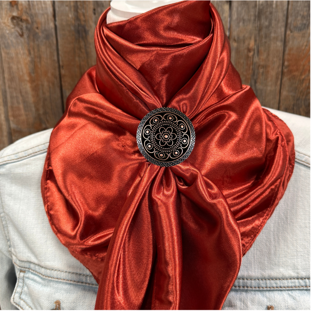 35X35&quot; Solid Rust Wild Rag / Scarf WRS16 - Western Concho Wild Rag Slides - Assorted