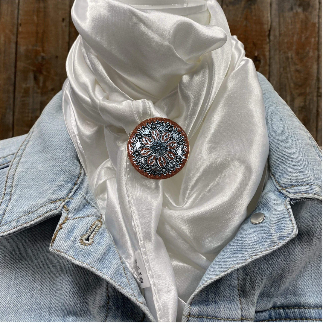 35X35&quot; Solid White Wild Rag / Scarf WRS3 - Western Concho Wild Rag Slides - Assorted