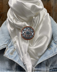 35X35" Solid White Wild Rag / Scarf WRS3 - Western Concho Wild Rag Slides - Assorted