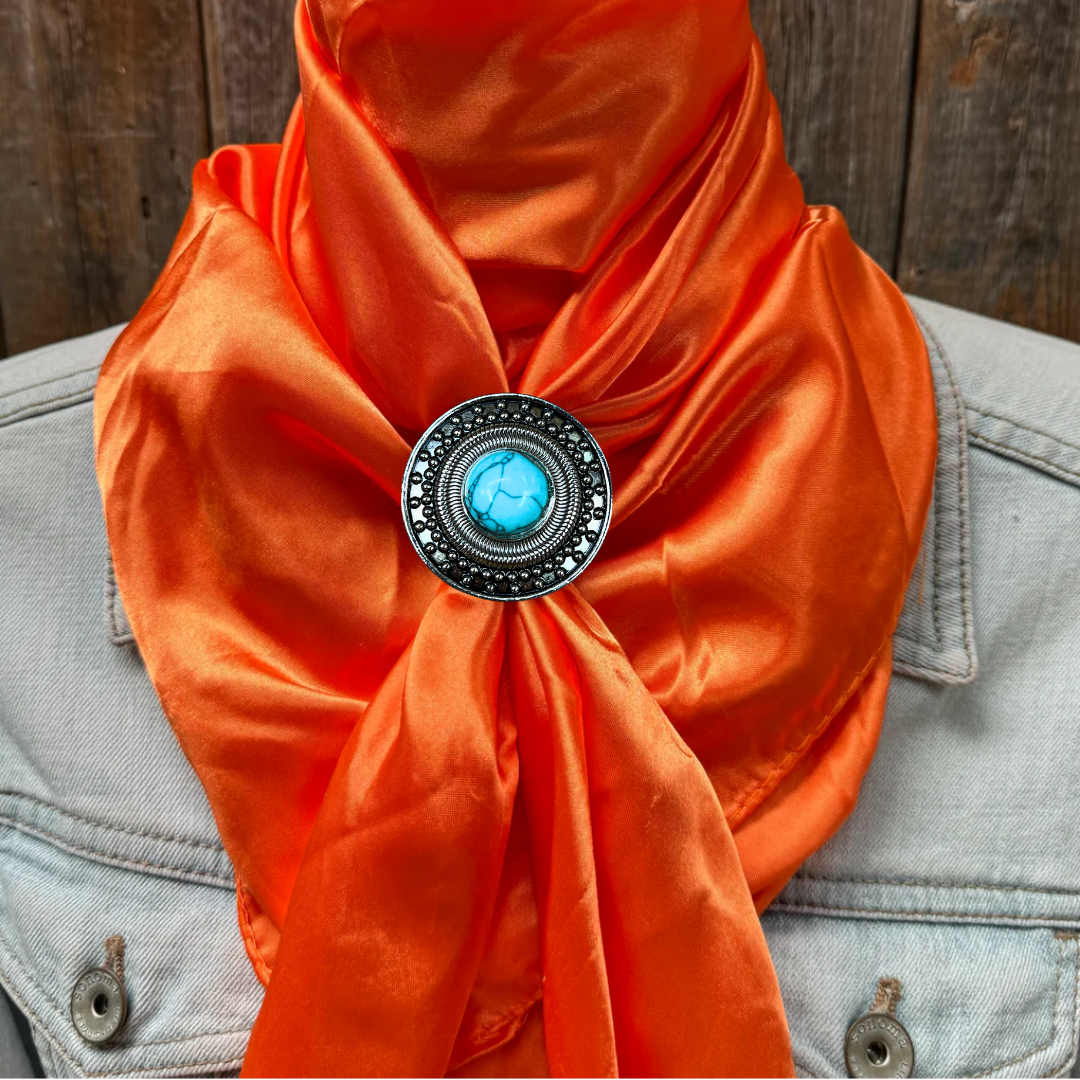 35X35&quot; Solid Orange Wild Rag / Scarf WRS20 - Western Concho Wild Rag Slides - Assorted
