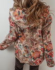 Floral Sherpa Lined Hooded Jacket