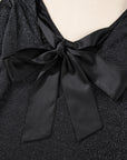Metallic Satin Bow Open Back V-Neck Top