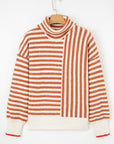 Stripe Cowl Neck Drop Shoulder Sweater