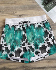 Turquoise cow print All-Over Print Women's Casual Shorts