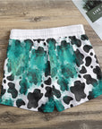 Turquoise cow print All-Over Print Women's Casual Shorts