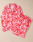 Pink Bow Sleeve Pajama Set