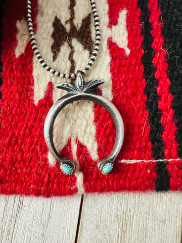 Navajo Sterling Silver & Turquoise Naja Pendant by Martha Cayatineto