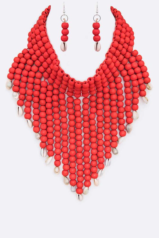 The Azure Shell Tip Wooden Necklace