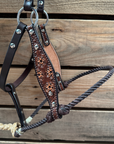 Brown Flower Power Tooled Lariat & Leather Combo Halter