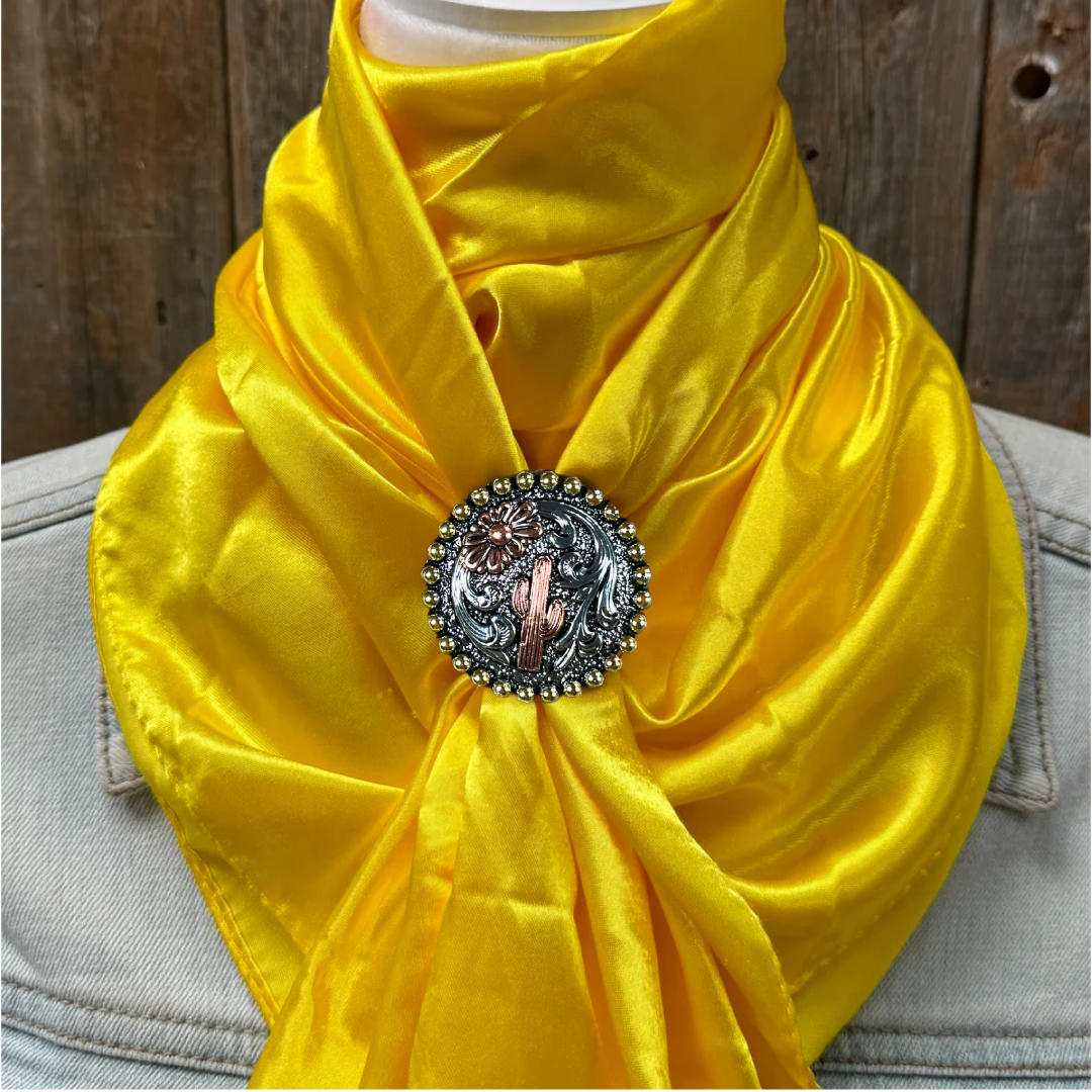 35X35&quot; Solid Yellow Wild Rag / Scarf WRS23 - Western Concho Wild Rag Slides - Assorted
