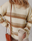 Stripe Reverse Seam Drop Shoulder Baggy Sweater