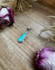 Teardrop Pendant with Kingman Turquoise – Option 2 – Sterling Silver – Native Made by SF – Fits 5mm