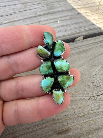 Handmade Sonoran Mountain Turquoise & Sterling Silver Adjustable Cluster Ring