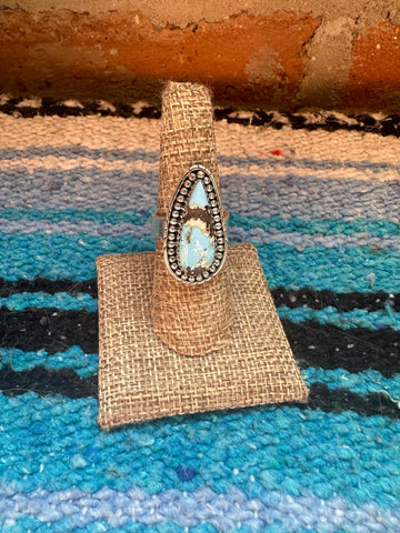 Handmade Golden Hills Turquoise And Sterling Silver Adjustable Ring