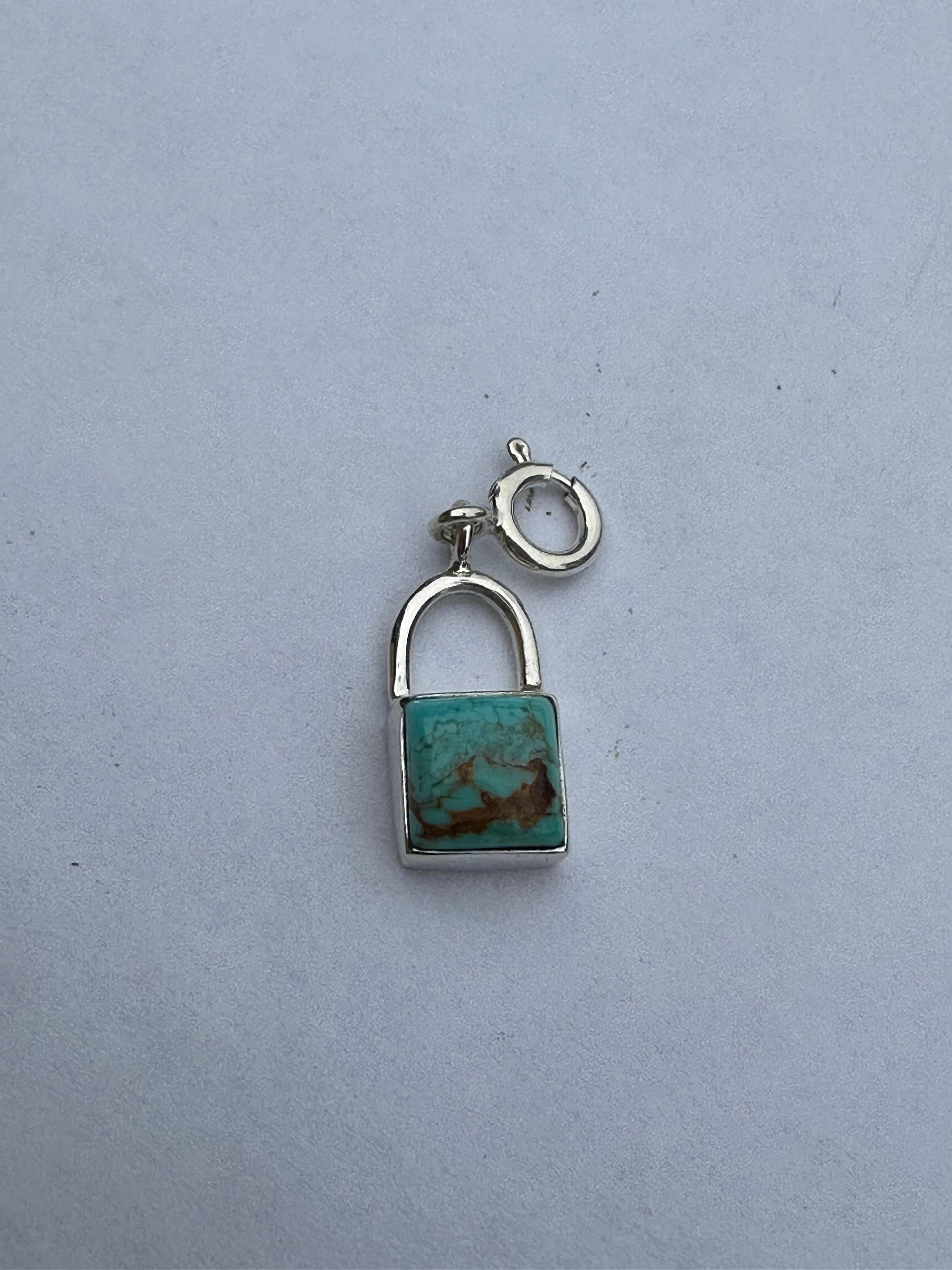 Sterling Silver and Royston Turquoise Key to my Heart Charm